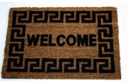 Message Doormat - Welcome Greek Key